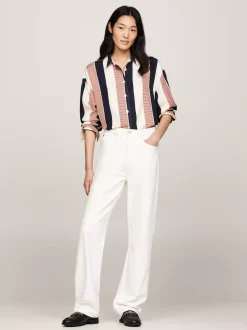 T-Shirty*Tommy Hilfiger Koszula O Kroju Oversize Z Metalową Flagą LADDER GLOBAL STP/ COUNTRY IVORY