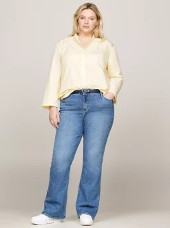 Koszule & Bluzki*Tommy Hilfiger Koszula O Luźnym Kroju Curve Bez Kołnierza STRIPE/ LEMON ZEST/ ECRU