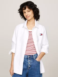 Koszule & Bluzki*Tommy Hilfiger Koszula O Luźnym Kroju Z Naszywką Tommy WHITE