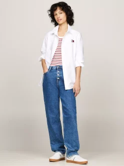 Koszule & Bluzki*Tommy Hilfiger Koszula O Luźnym Kroju Z Naszywką Tommy WHITE