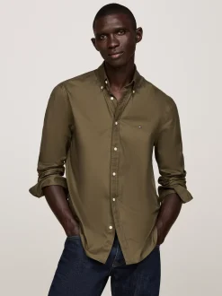Koszule*Tommy Hilfiger Koszula O Regularnym Kroju Z Popeliny TH Flex ARMY GREEN
