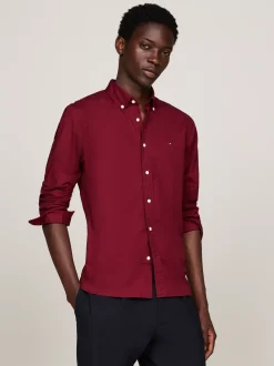 Koszule*Tommy Hilfiger Koszula O Regularnym Kroju Z Popeliny TH Flex DEEP ROUGE
