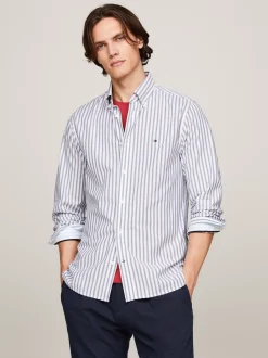 Koszule*Tommy Hilfiger Koszula O Regularnym Kroju Z Popeliny AEGEAN SEA / OPTIC WHITE