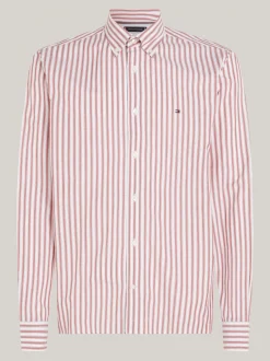 Koszule*Tommy Hilfiger Koszula O Regularnym Kroju Z Popeliny DARK MAGMA / OPTIC WHITE