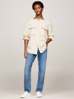 Koszule*Tommy Hilfiger Koszula O Regularnym Kroju Z Diagonalu CLASSIC BEIGE