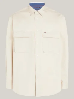 Koszule*Tommy Hilfiger Koszula O Regularnym Kroju Z Diagonalu CLASSIC BEIGE