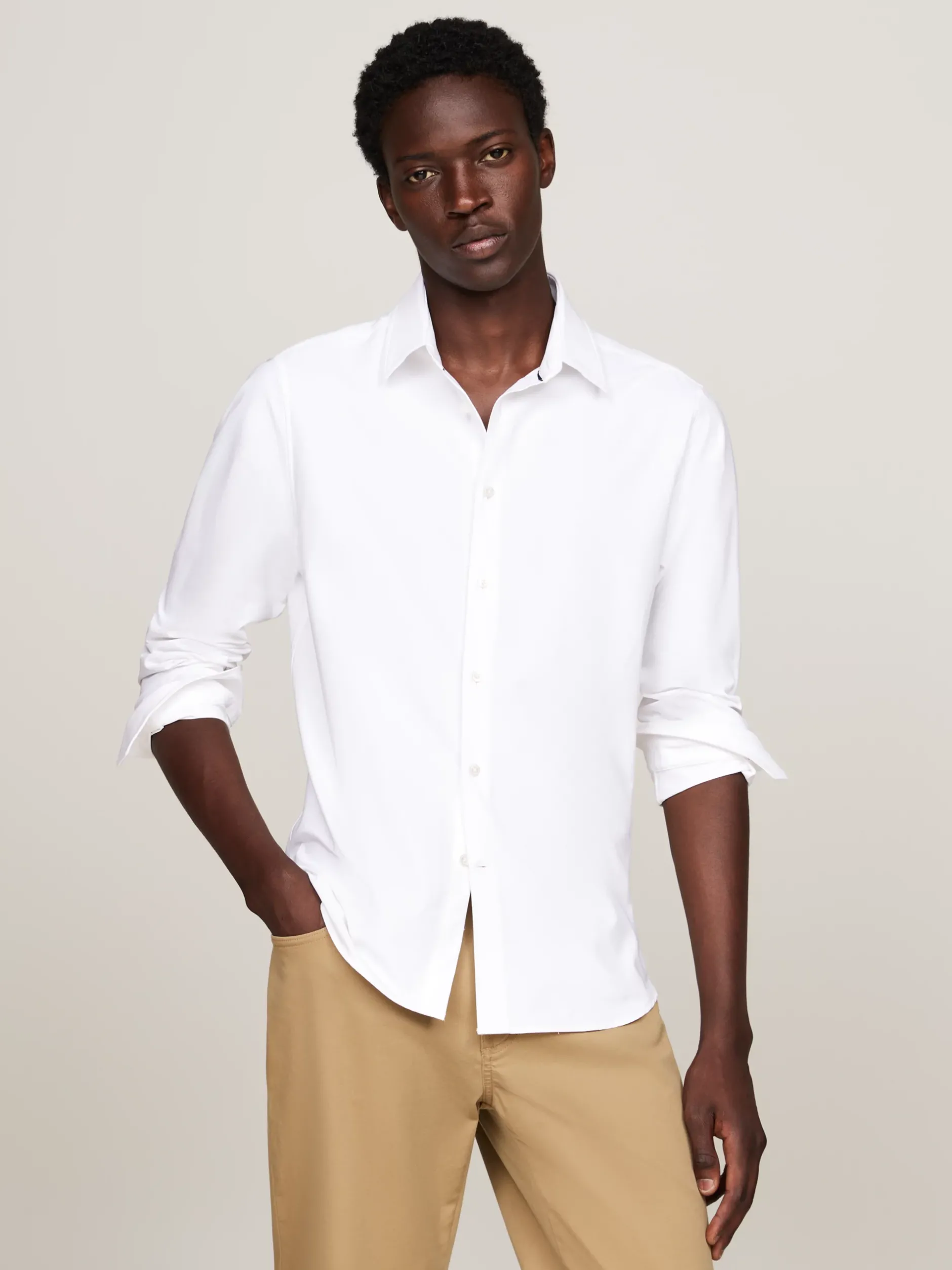 Koszule*Tommy Hilfiger Koszula O Wąskim Kroju Smart Casual Z Tkaniny OPTIC WHITE