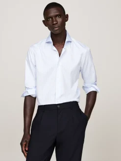 Koszule*Tommy Hilfiger Koszula O Wąskim Kroju Smart Casual Z Diagonalu W Paski VESSEL BLUE / OPTIC WHITE
