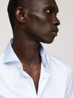 Koszule*Tommy Hilfiger Koszula O Wąskim Kroju Smart Casual Z Diagonalu W Paski VESSEL BLUE / OPTIC WHITE