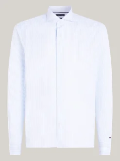 Koszule*Tommy Hilfiger Koszula O Wąskim Kroju Smart Casual Z Diagonalu W Paski VESSEL BLUE / OPTIC WHITE
