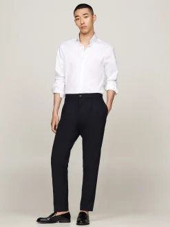 Koszule*Tommy Hilfiger Koszula O Wąskim Kroju Smart Casual Z Diagonalu OPTIC WHITE