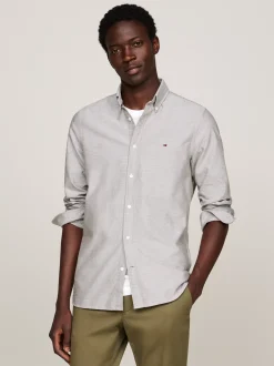 Koszule*Tommy Hilfiger Koszula O Wąskim Kroju Z Bawełny Dobby ARMY GREEN