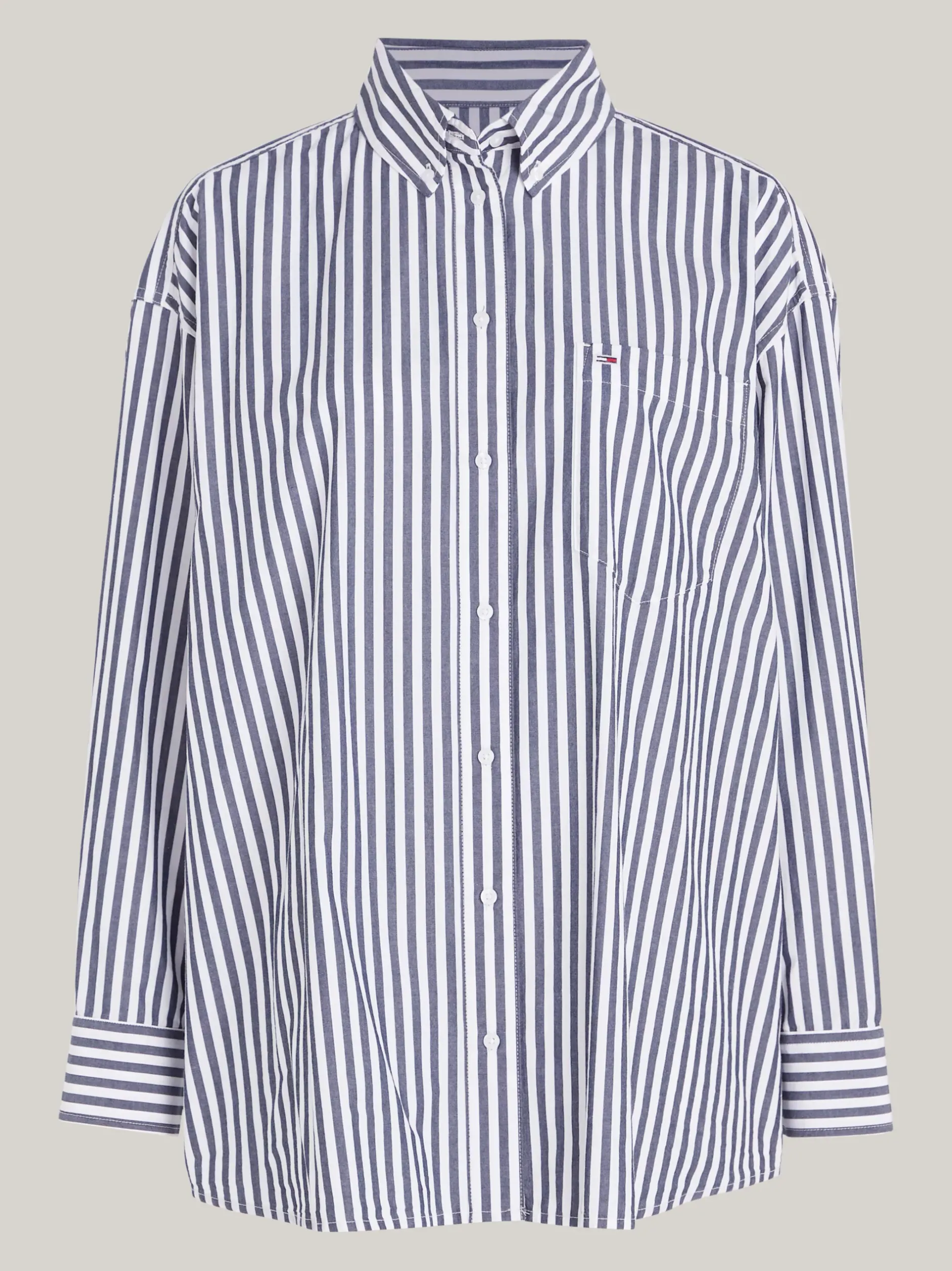 Koszule & Bluzki*Tommy Hilfiger Koszula Oversize W Prążki DARK NIGHT NAVY / STRIPE