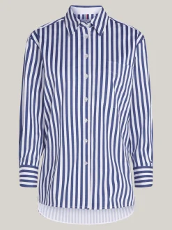 Koszule & Bluzki*Tommy Hilfiger Koszula Oversize We Wzór W Paski BANKER STP ANCIENT/ DESERT SKY