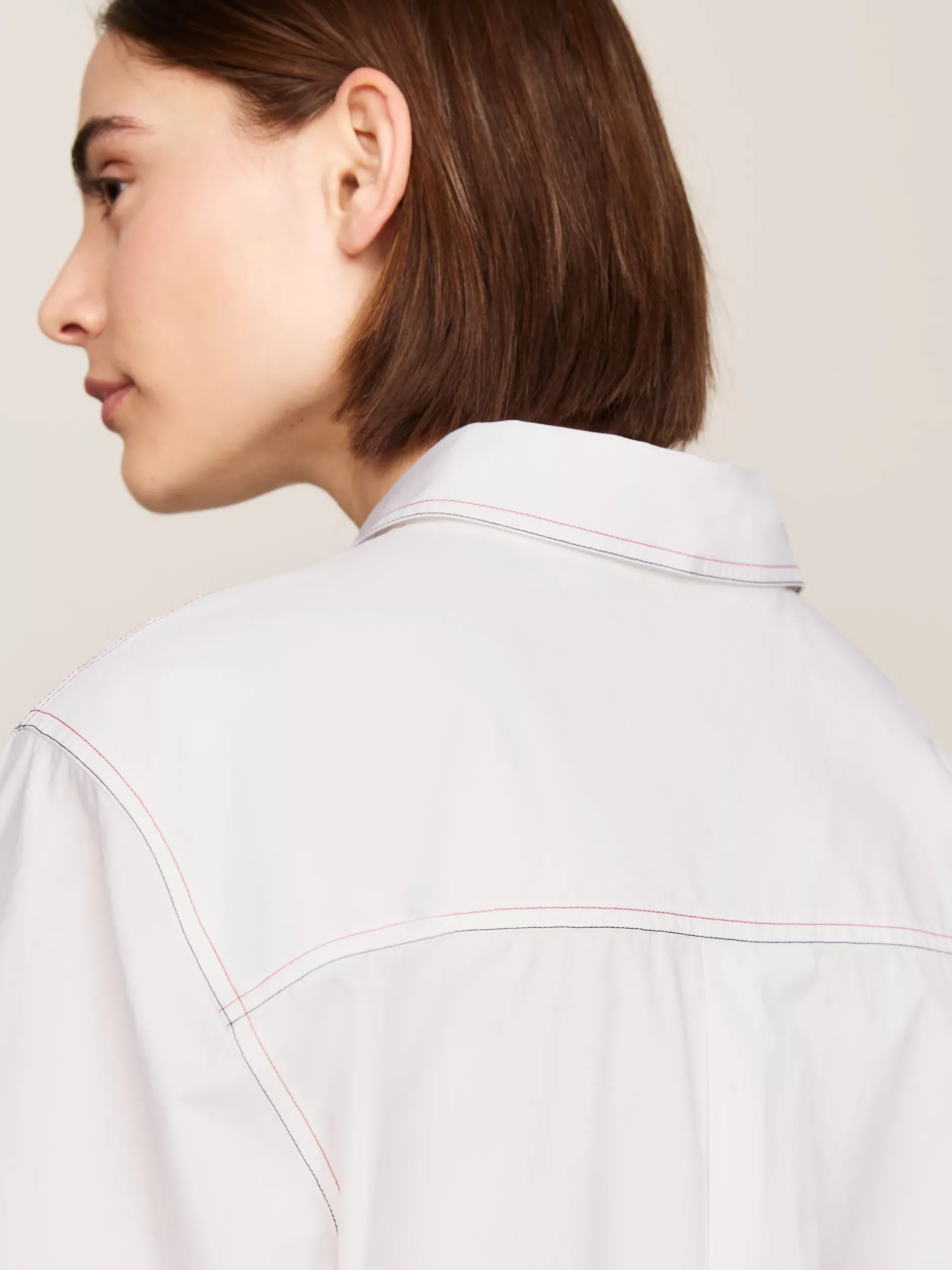 Koszule & Bluzki*Tommy Hilfiger Koszula Oversize Z Kontrastowym Stębnowaniem TH OPTIC WHITE