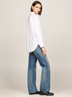 Koszule & Bluzki*Tommy Hilfiger Koszula Oversize Z Kontrastowym Stębnowaniem TH OPTIC WHITE