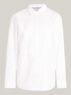 Koszule & Bluzki*Tommy Hilfiger Koszula Oversize Z Kontrastowym Stębnowaniem TH OPTIC WHITE