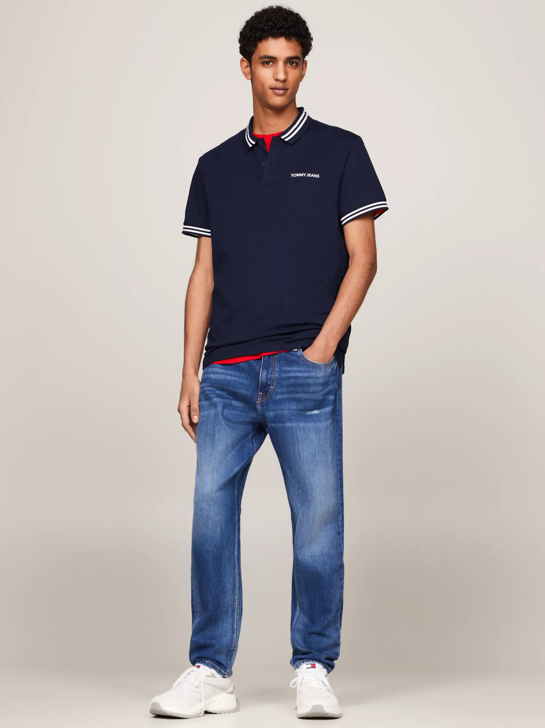 Koszulki Polo*Tommy Hilfiger Koszula Polo Classic Varsity W Paski DARK NIGHT NAVY