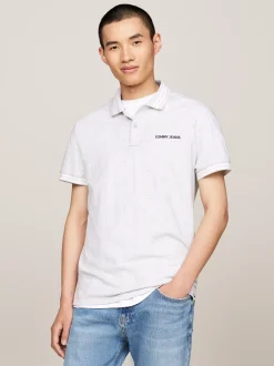 Koszulki Polo*Tommy Hilfiger Koszula Polo Classic Varsity W Paski SILVER GREY