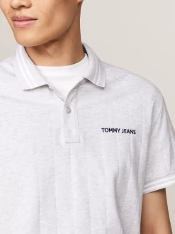 Koszulki Polo*Tommy Hilfiger Koszula Polo Classic Varsity W Paski SILVER GREY