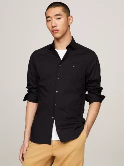 Koszule*Tommy Hilfiger Koszula Popelinowa TH Flex BLACK