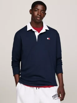 Koszulki Polo*Tommy Hilfiger Koszula Rugby O Kroju Oversize Z Naszywką DARK NIGHT NAVY