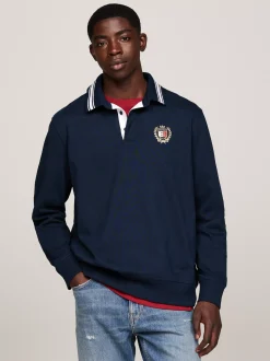 Koszulki Polo*Tommy Hilfiger Koszula Rugby O Kroju Oversize Z Emblematem DARK NIGHT NAVY