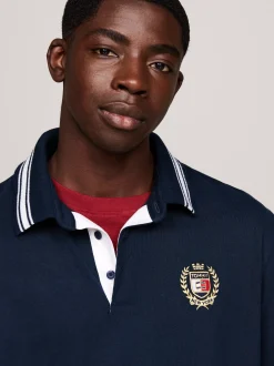 Koszulki Polo*Tommy Hilfiger Koszula Rugby O Kroju Oversize Z Emblematem DARK NIGHT NAVY