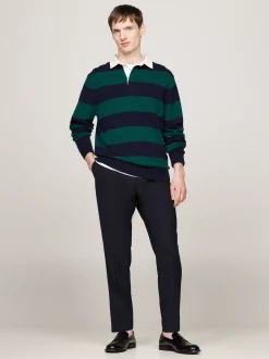 Swetry|Dzianina*Tommy Hilfiger Koszula Rugby O Luźnym Kroju Z Czystej Wełny ORNAMENTAL GREEN HTR / DESERT SKY
