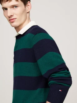 Swetry|Dzianina*Tommy Hilfiger Koszula Rugby O Luźnym Kroju Z Czystej Wełny ORNAMENTAL GREEN HTR / DESERT SKY
