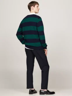 Swetry|Dzianina*Tommy Hilfiger Koszula Rugby O Luźnym Kroju Z Czystej Wełny ORNAMENTAL GREEN HTR / DESERT SKY