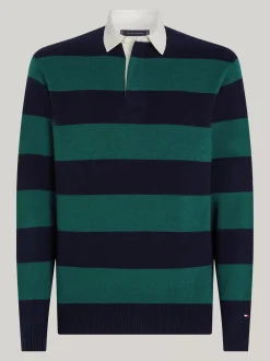 Swetry|Dzianina*Tommy Hilfiger Koszula Rugby O Luźnym Kroju Z Czystej Wełny ORNAMENTAL GREEN HTR / DESERT SKY