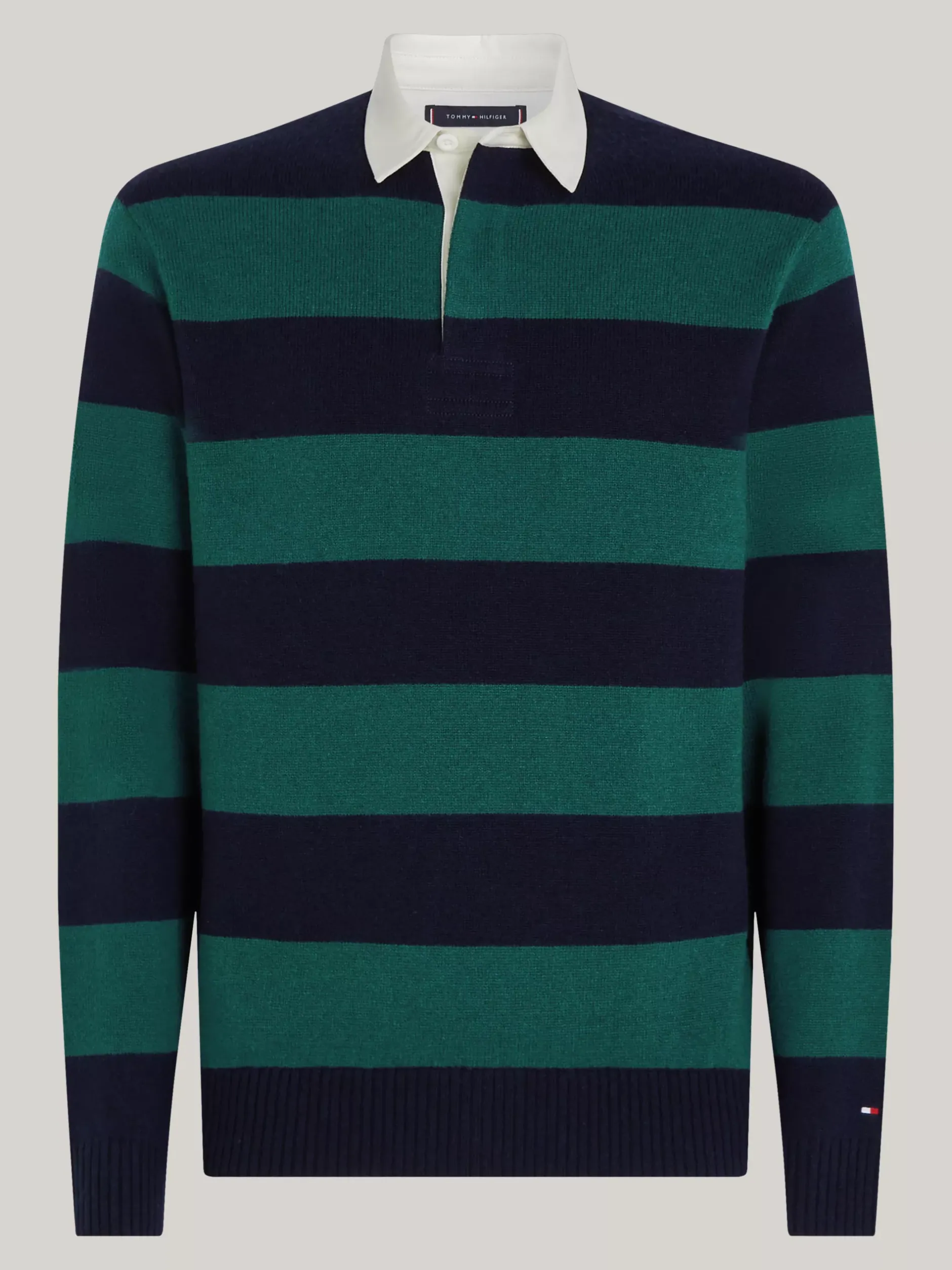 Swetry|Dzianina*Tommy Hilfiger Koszula Rugby O Luźnym Kroju Z Czystej Wełny ORNAMENTAL GREEN HTR / DESERT SKY