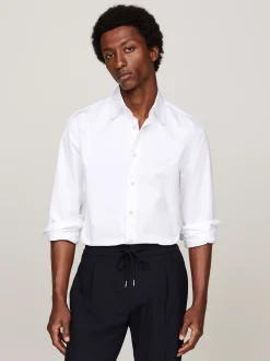 Koszule*Tommy Hilfiger Koszula Smart Casual Z Diagonalu OPTIC WHITE