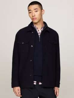 Kurtki & Płaszcze*Tommy Hilfiger Koszula Wierzchnia Smart Casual Z Czystej Wełny DESERT SKY