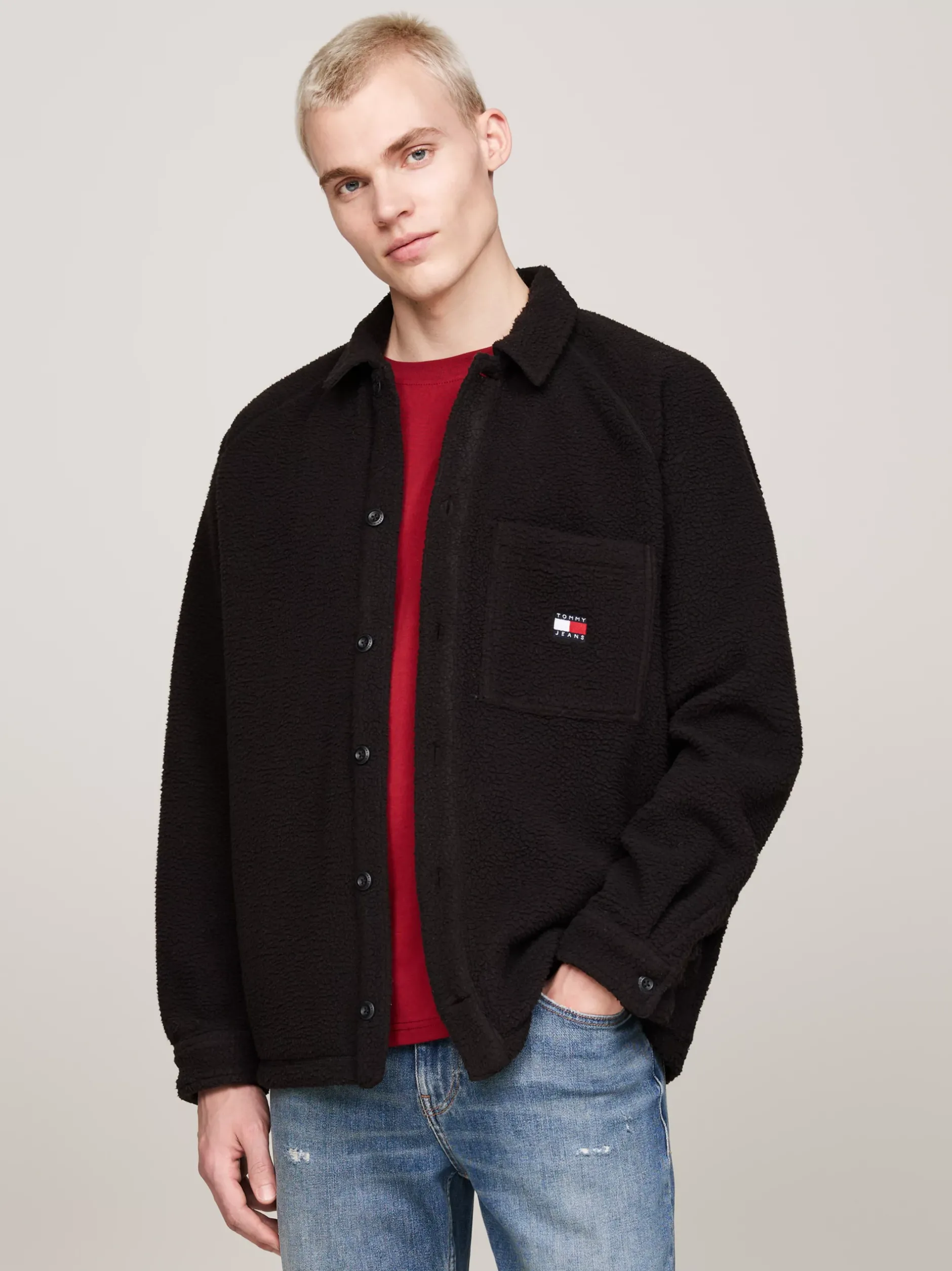 Koszule*Tommy Hilfiger Koszula Wierzchnia Z Futerkowej Dzianiny BLACK