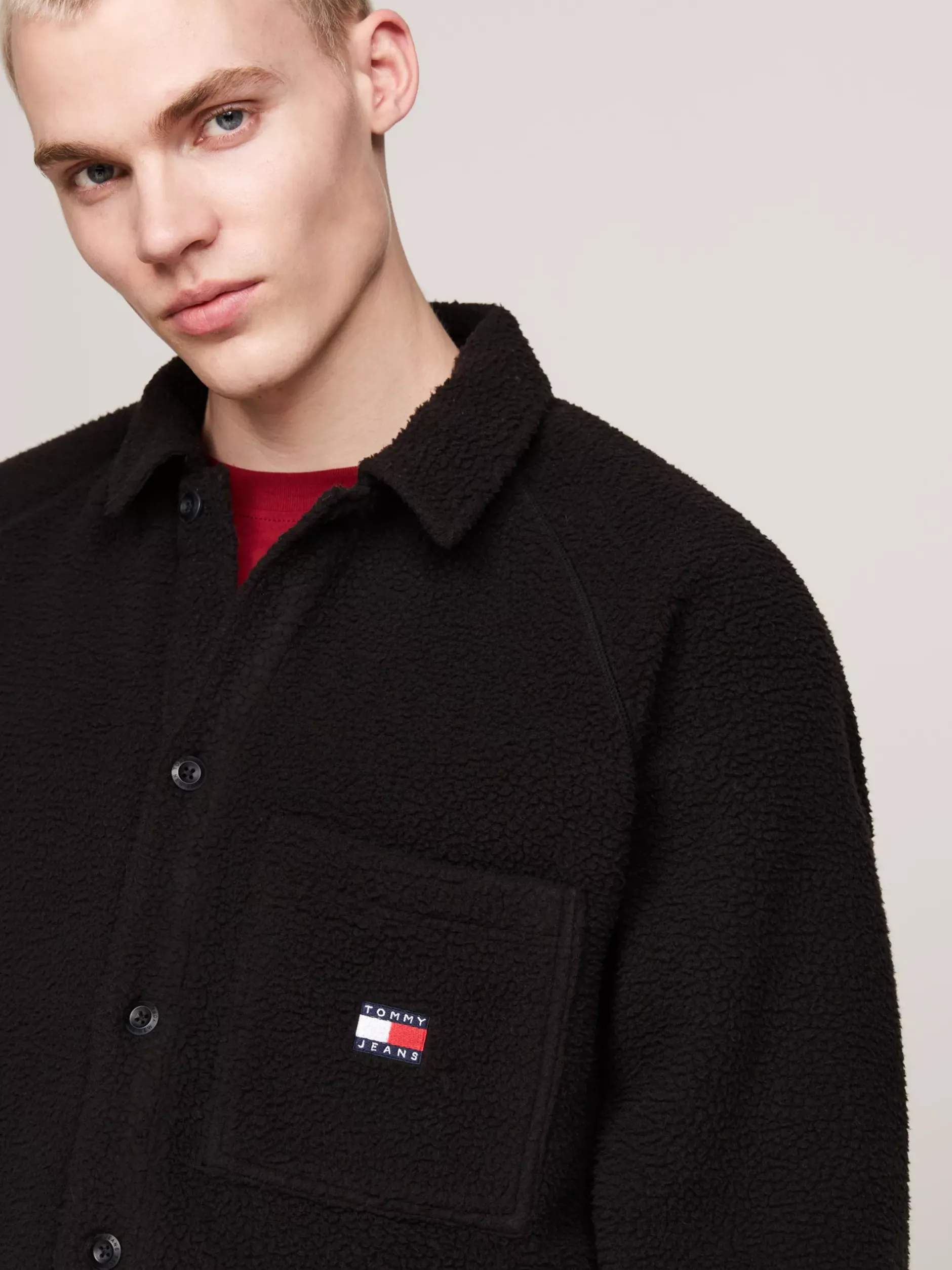 Koszule*Tommy Hilfiger Koszula Wierzchnia Z Futerkowej Dzianiny BLACK