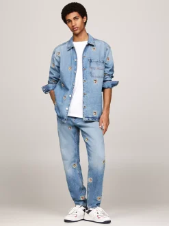 Kurtki & Płaszcze*Tommy Hilfiger Koszula Wierzchnia Z Wyhaftowanym Logo DENIM MEDIUM