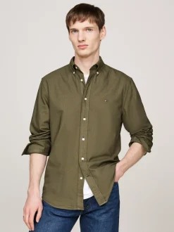 Koszule*Tommy Hilfiger Koszula Z Bawełny Oxford Farbowana Po Uszyciu ARMY GREEN