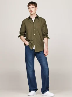 Koszule*Tommy Hilfiger Koszula Z Bawełny Oxford Farbowana Po Uszyciu ARMY GREEN