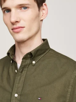 Koszule*Tommy Hilfiger Koszula Z Bawełny Oxford Farbowana Po Uszyciu ARMY GREEN