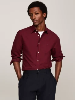 Koszule*Tommy Hilfiger Koszula Z Bawełny Oxford Farbowana Po Uszyciu DEEP ROUGE
