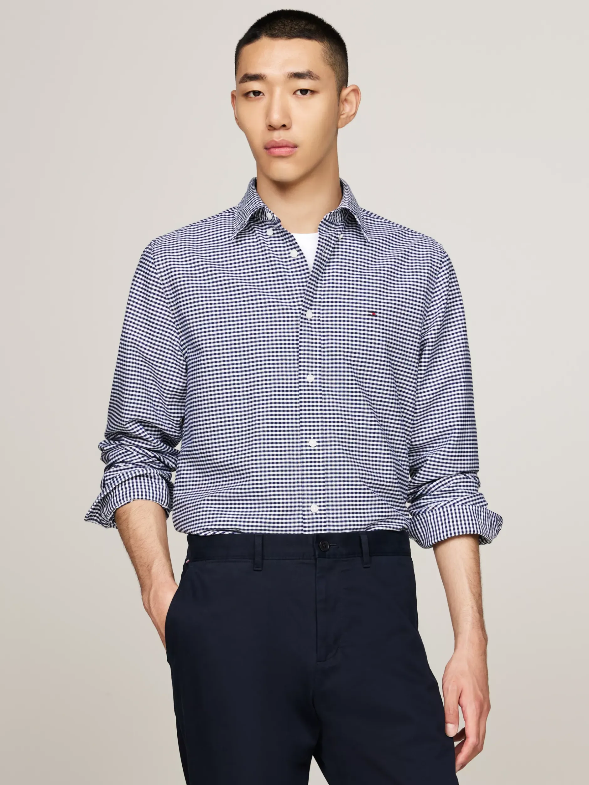 Koszule*Tommy Hilfiger Koszula Z Bawełny Oxford W Kratę Vichy DESERT SKY / CHECK