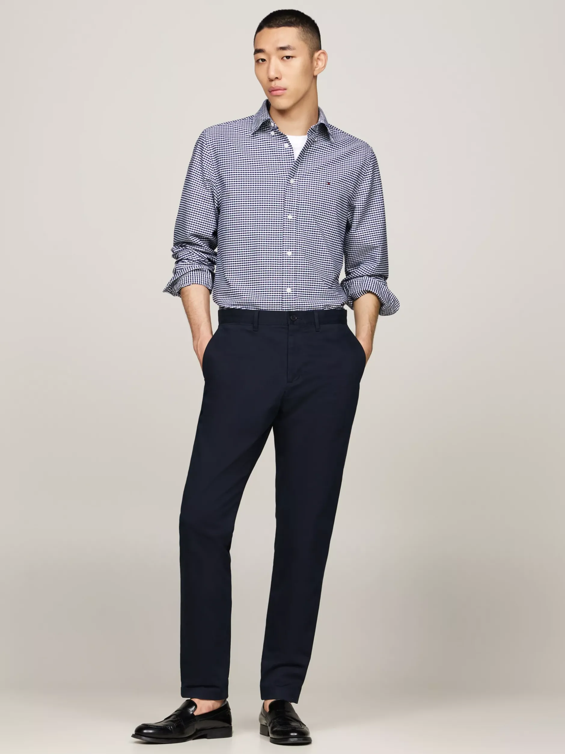 Koszule*Tommy Hilfiger Koszula Z Bawełny Oxford W Kratę Vichy DESERT SKY / CHECK