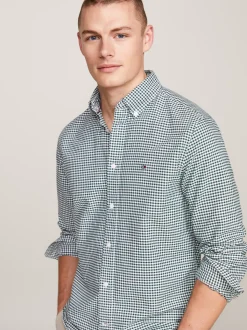 Koszule*Tommy Hilfiger Koszula Z Bawełny Oxford W Kratę Vichy ORNAMENTAL GREEN / WHITE