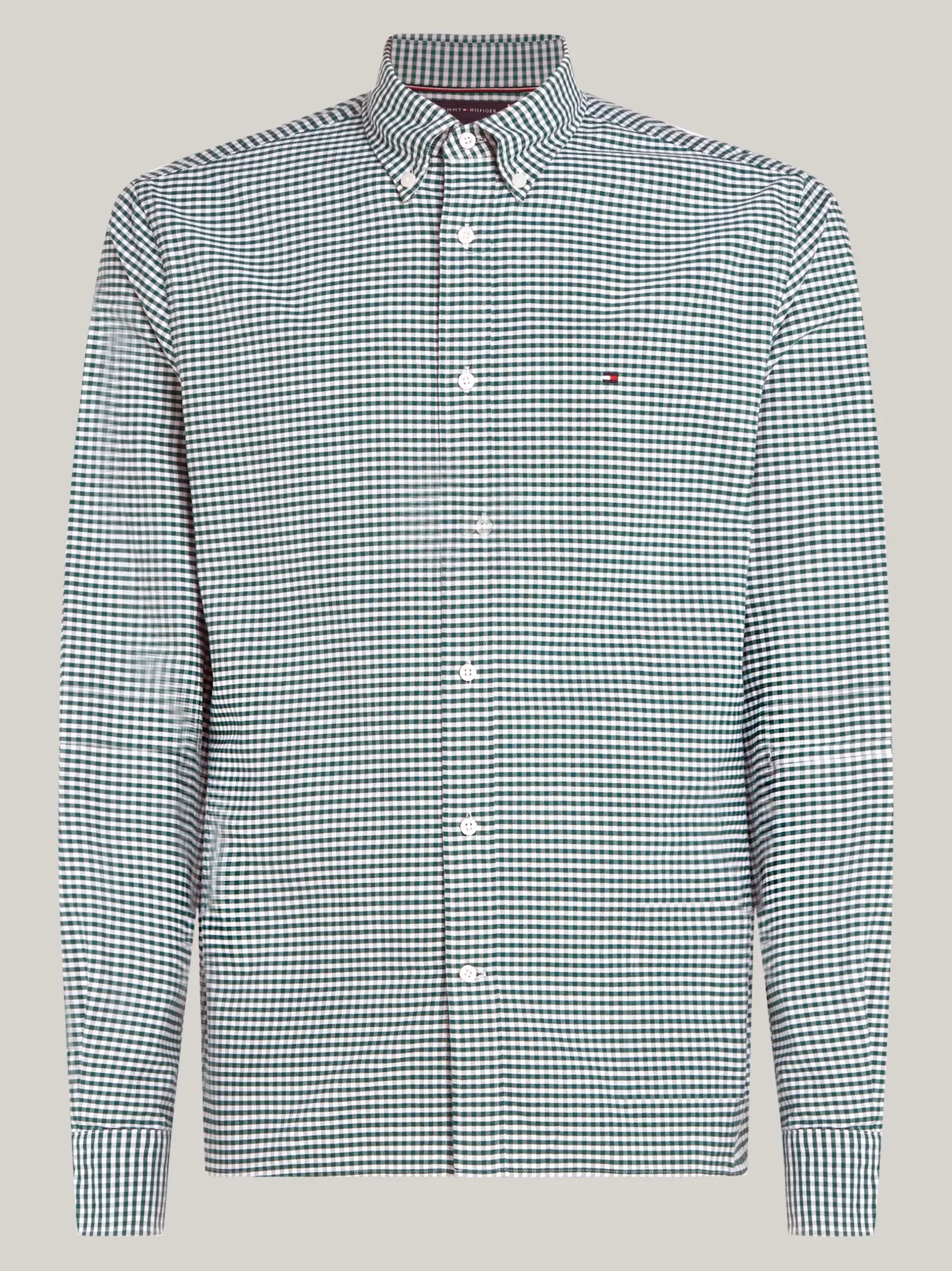Koszule*Tommy Hilfiger Koszula Z Bawełny Oxford W Kratę Vichy ORNAMENTAL GREEN / WHITE