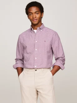 Koszule*Tommy Hilfiger Koszula Z Bawełny Oxford W Kratę Vichy HERITAGE PLUM / OPTIC WHITE