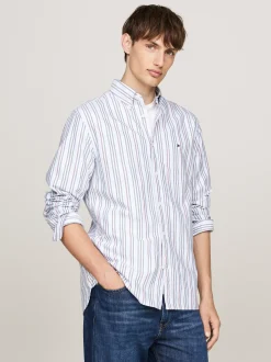Koszule*Tommy Hilfiger Koszula Z Bawełny Oxford W Mieszane Paski CLOUDY BLUE / ROUGE / MULTI