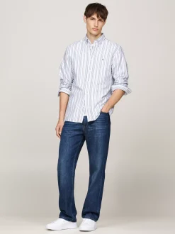 Koszule*Tommy Hilfiger Koszula Z Bawełny Oxford W Mieszane Paski CLOUDY BLUE / ROUGE / MULTI