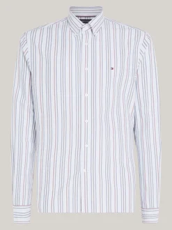 Koszule*Tommy Hilfiger Koszula Z Bawełny Oxford W Mieszane Paski CLOUDY BLUE / ROUGE / MULTI